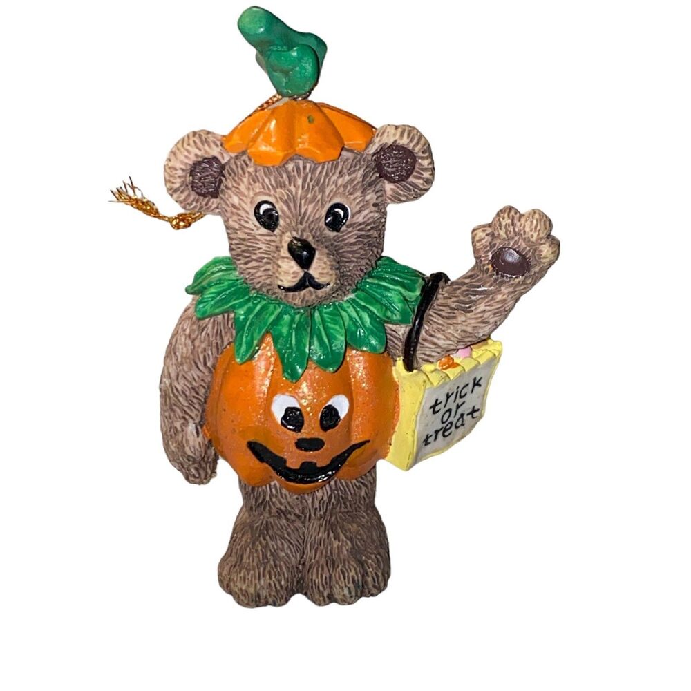 Boo! Bear Trick or Treat Pumpkin Costume Jack o Lantern Cute Halloween Figurine
